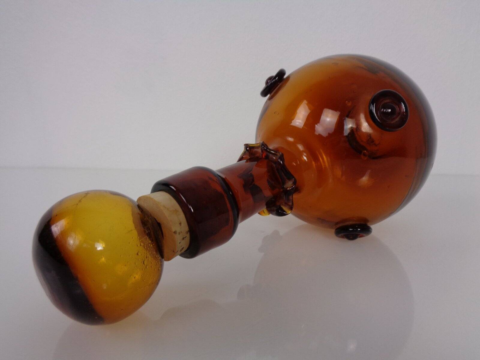Italian amber glass decanter with stopper, 1960s