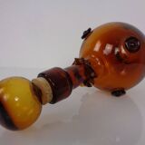 Italian amber glass decanter with stopper, 1960s