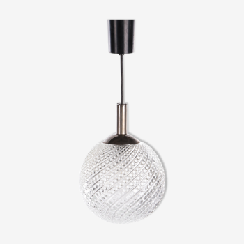 Lampe à bulles ronde vintage en métal et en verre, années 1960