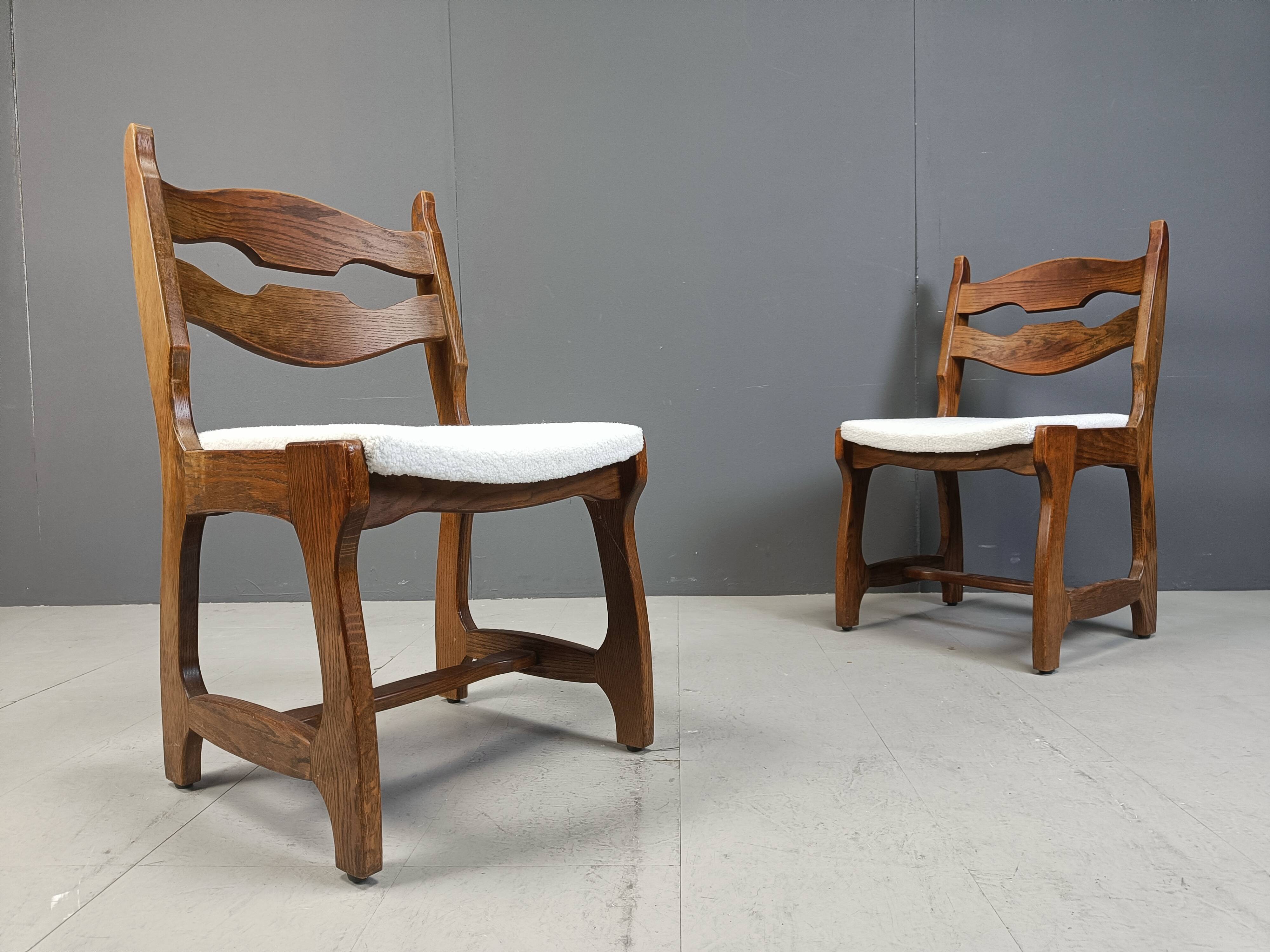 Set of 6 brutalist dining chairs, 1970s
