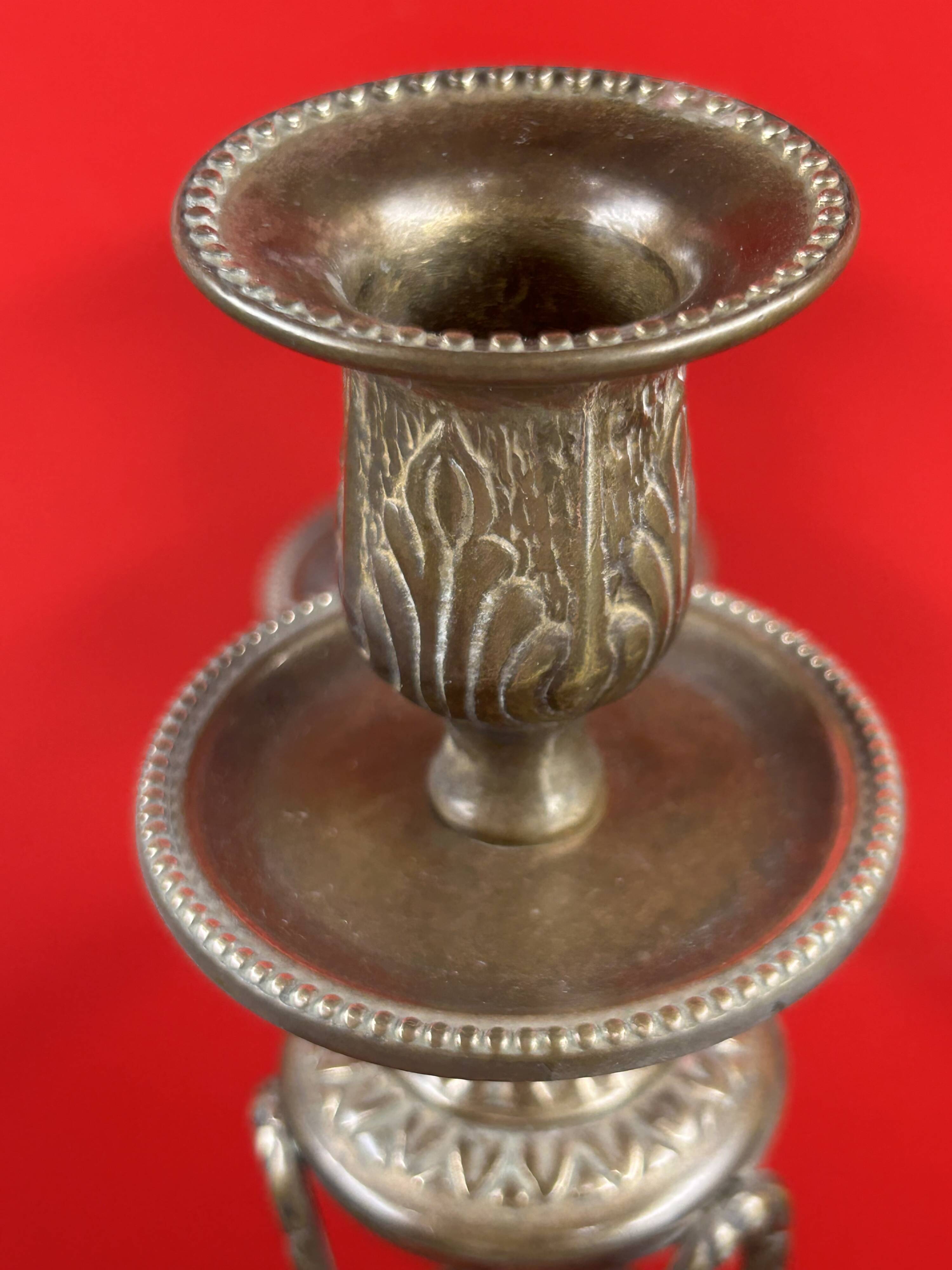 Bronze Candelabrum Chandelier 3 Branches, 4 Lights Louis XVI Style - 40cm