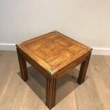 Paire de bouts de canapé en bois et laiton