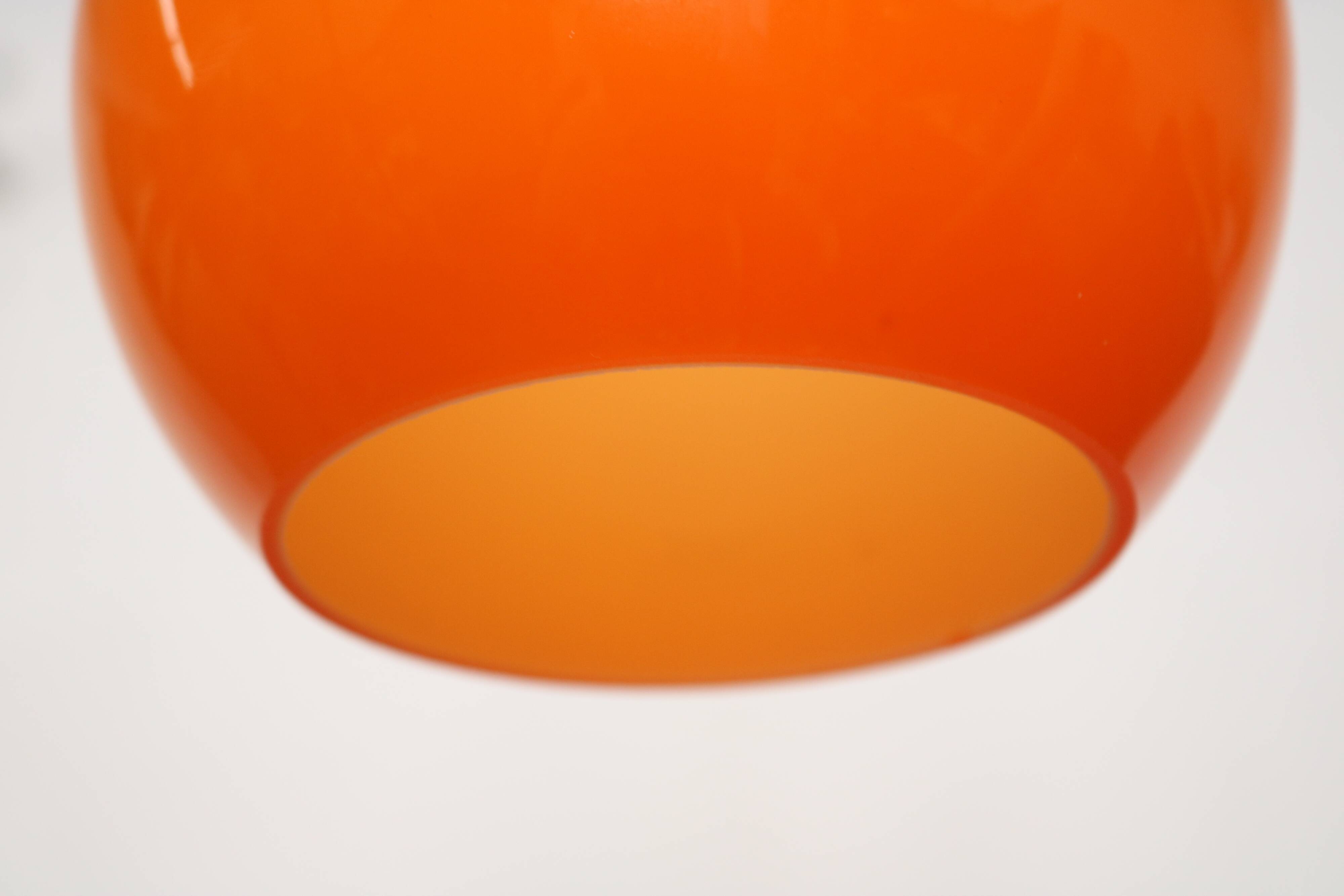 Orange teardrop glass pendant lamp made by Holmegaard - Denmark 1960