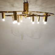 Vintage brass flush mount chandelier, 1970s