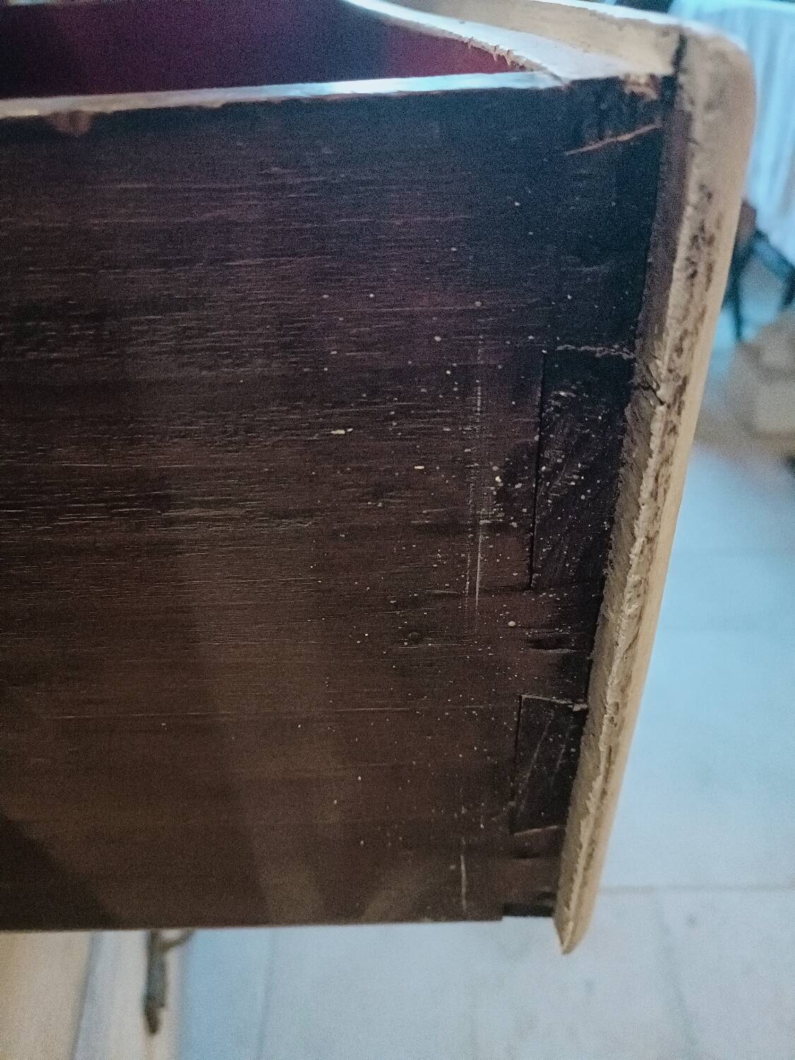 19th century curved chest of drawers with re-engraving