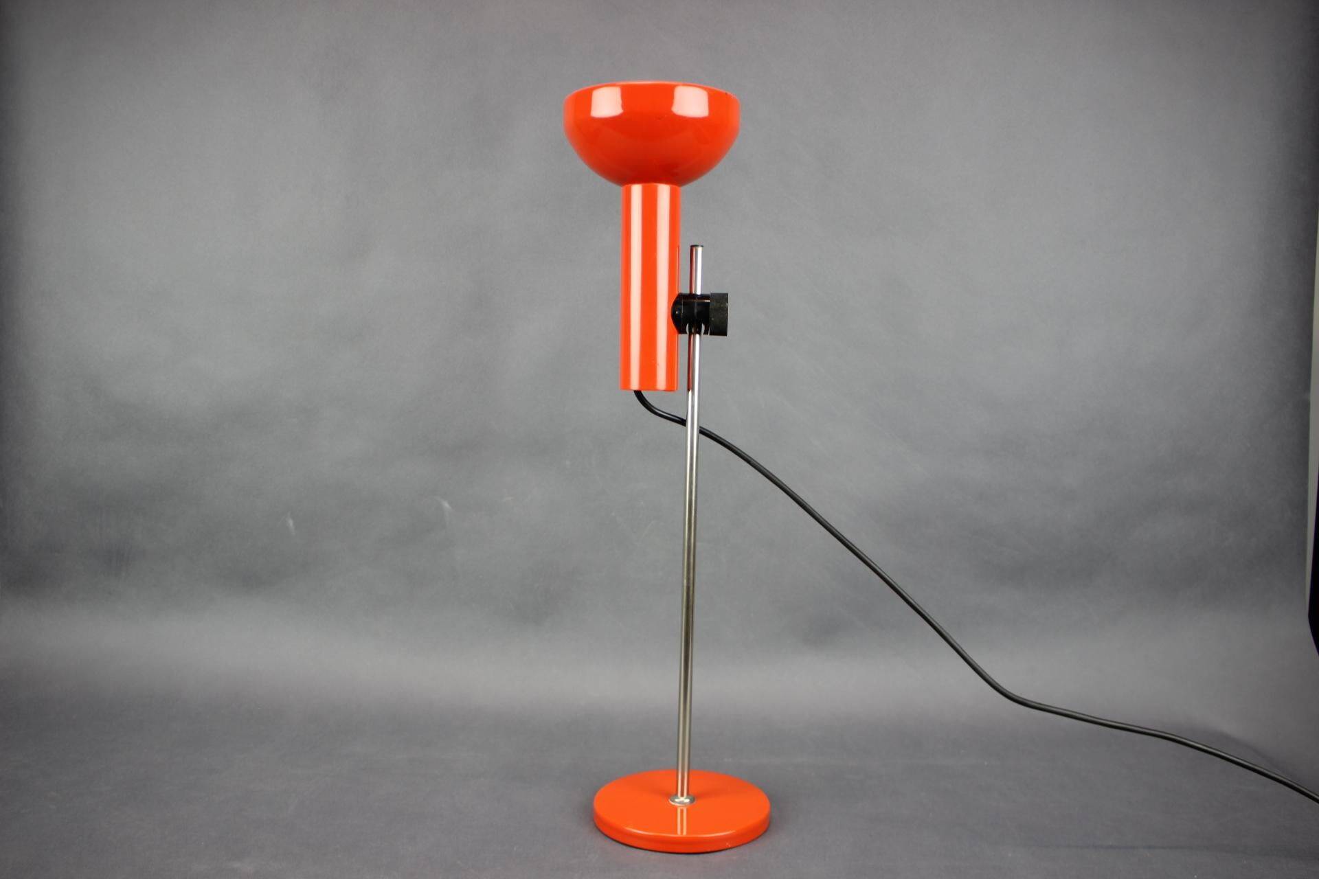 1970s German Orange Adjustable Desk Lamp Bauhaus Style