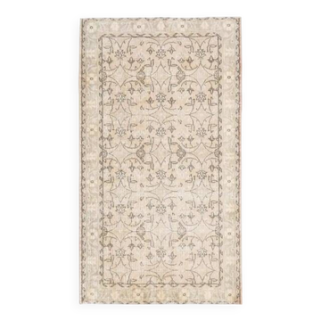 1970s Turkish Oushak Handmade Wool Cotton Beige Area Rug 115x207