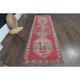 1970s Vintage Turkish Oushak Handmade Wool Cotton Pink Runner Rug 96x303