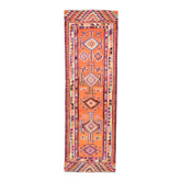 Tapis de couloir bordeaux et orange