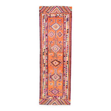3x10 Burgundy Orange Hallway Runner Rug, 92x292Cm