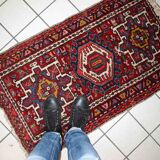 Ancient persian carpet karajeh handmade 66cm x 110cm 1920s, 1c745