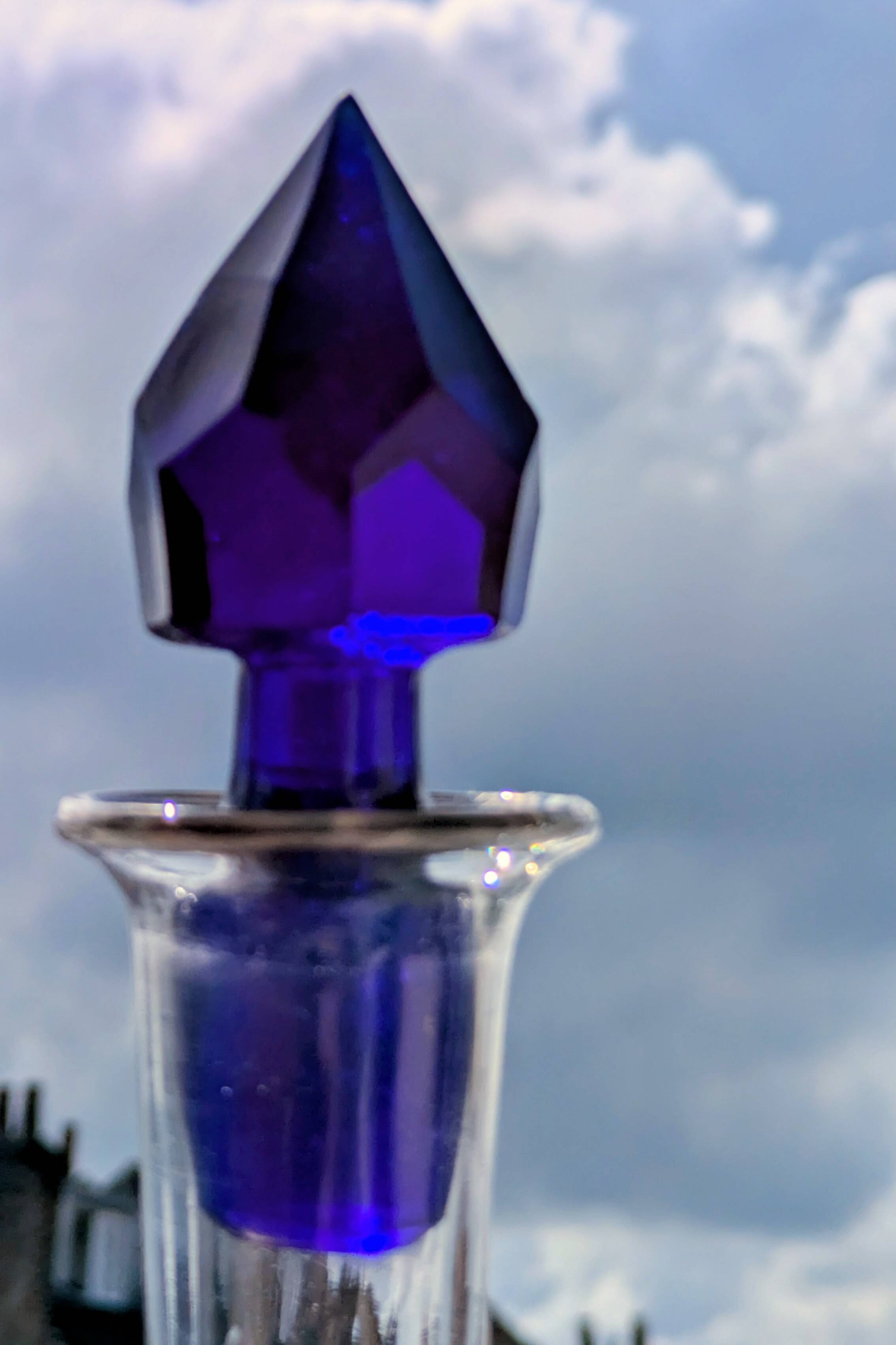 Elegant Two-Tone Carafe - Blown Glass White & Cobalt Blue - Murano Style