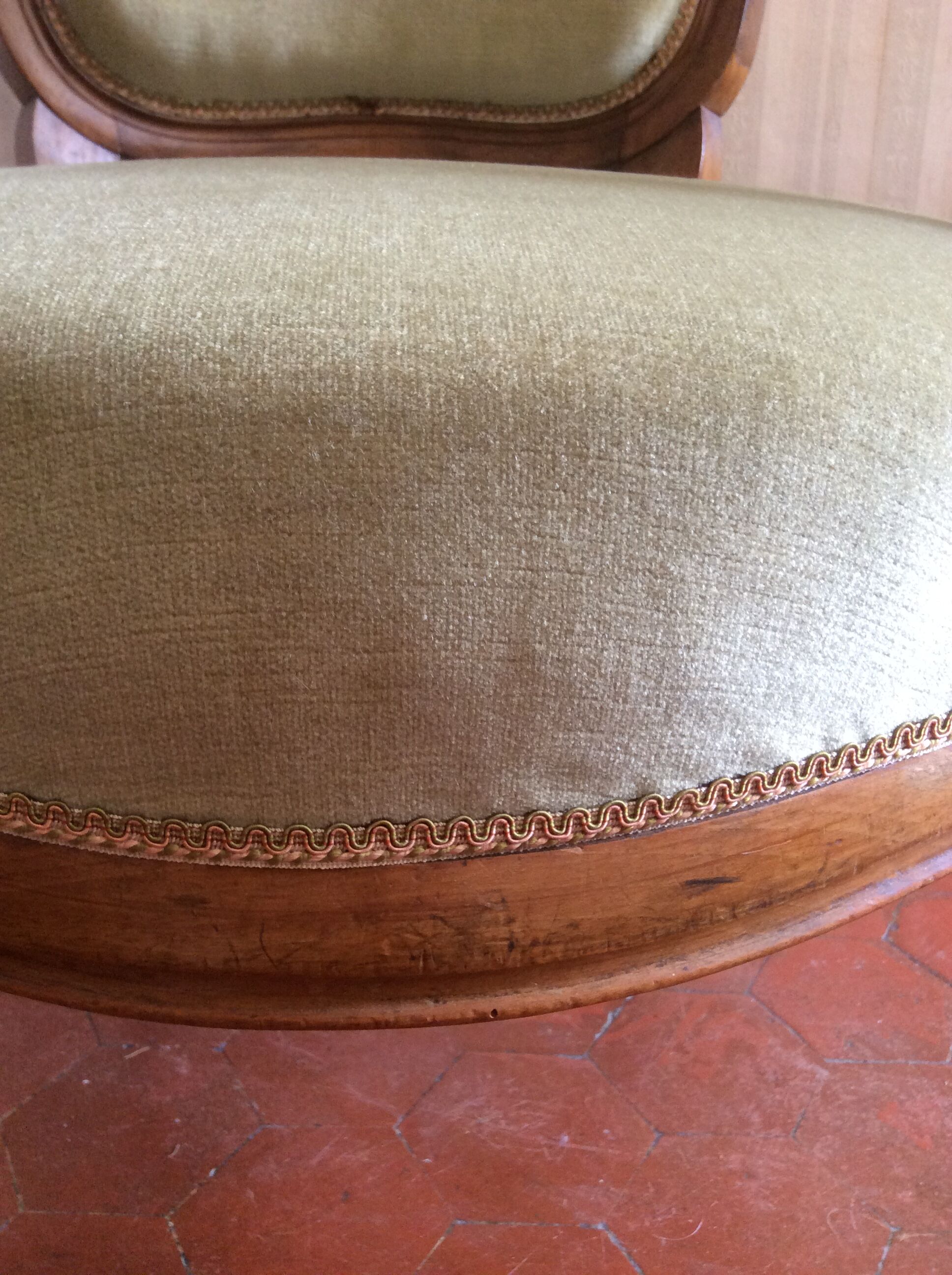 Almond green velvet convertible