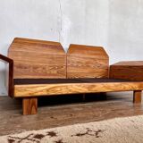 Canape seltz elm and leather design 1960
