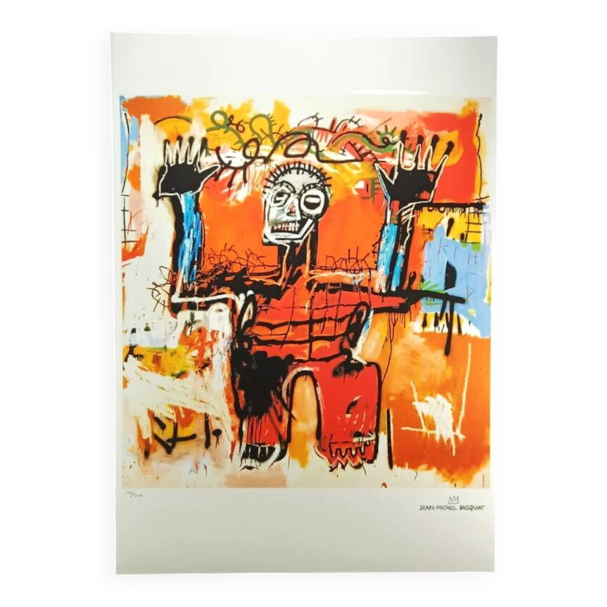 Limited edition lithograph by Jean-Michel Basquiat from the 1990s, numbered in pencil.