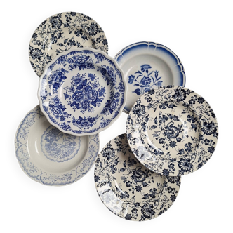 Vintage blue soup plates