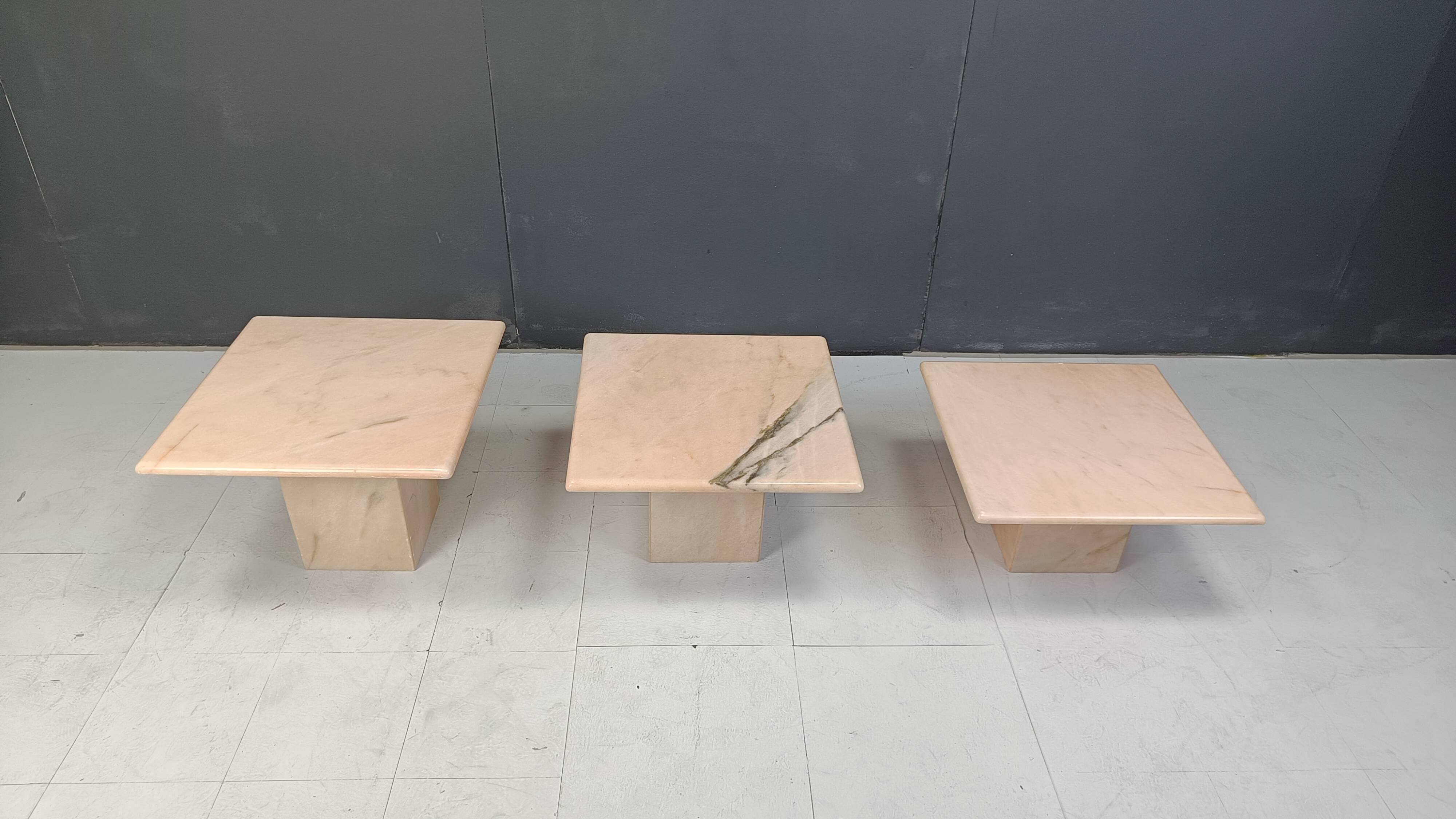 Tables gigognes ou tables d'appoint vintage en marbre, années 1970