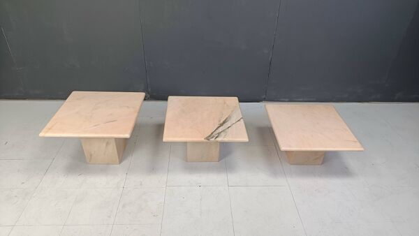 Tables gigognes ou tables d'appoint vintage en marbre, années 1970