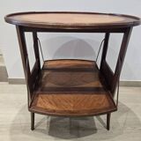 Folding tea table in marquetry wood - removable top