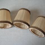 Set of 3 old pleated fabric lampshades clip-on model chandelier lamp lighting fixture n1