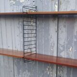 Vintage modular shelf in teak veneer and black metal, Nisse Strinning, 60s (2)