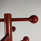 Postmodern coat rack in red lacquered beech, Italy, 1980s