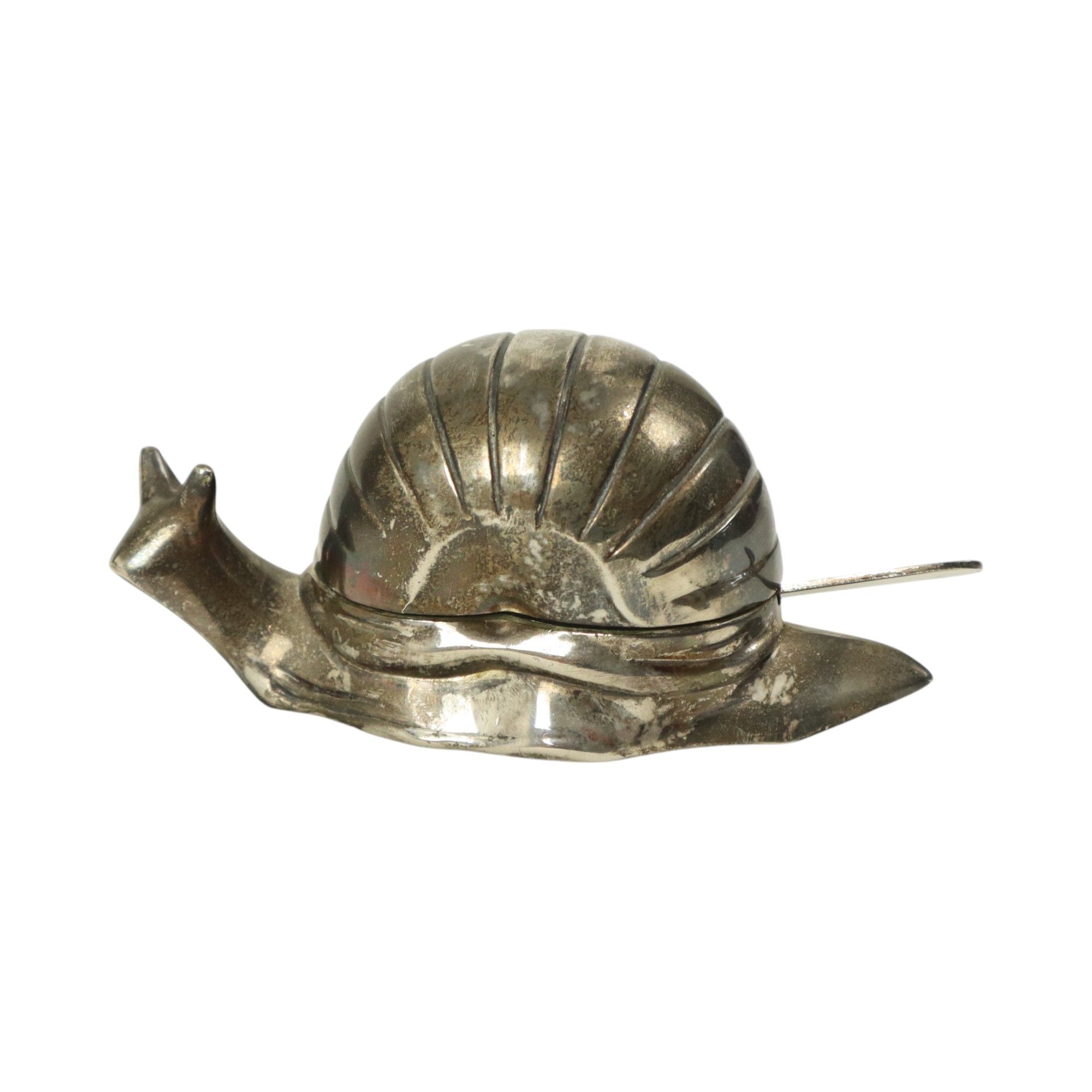 Vintage Silver Plated Butter Dish Snail EP Zinc Hong Kong 1960s