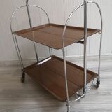 Vintage coffee table, bar, folding side table on wheels