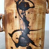 Brutalist mid-century studio pottery vase from La Poterie De La Colombe, 1960s.