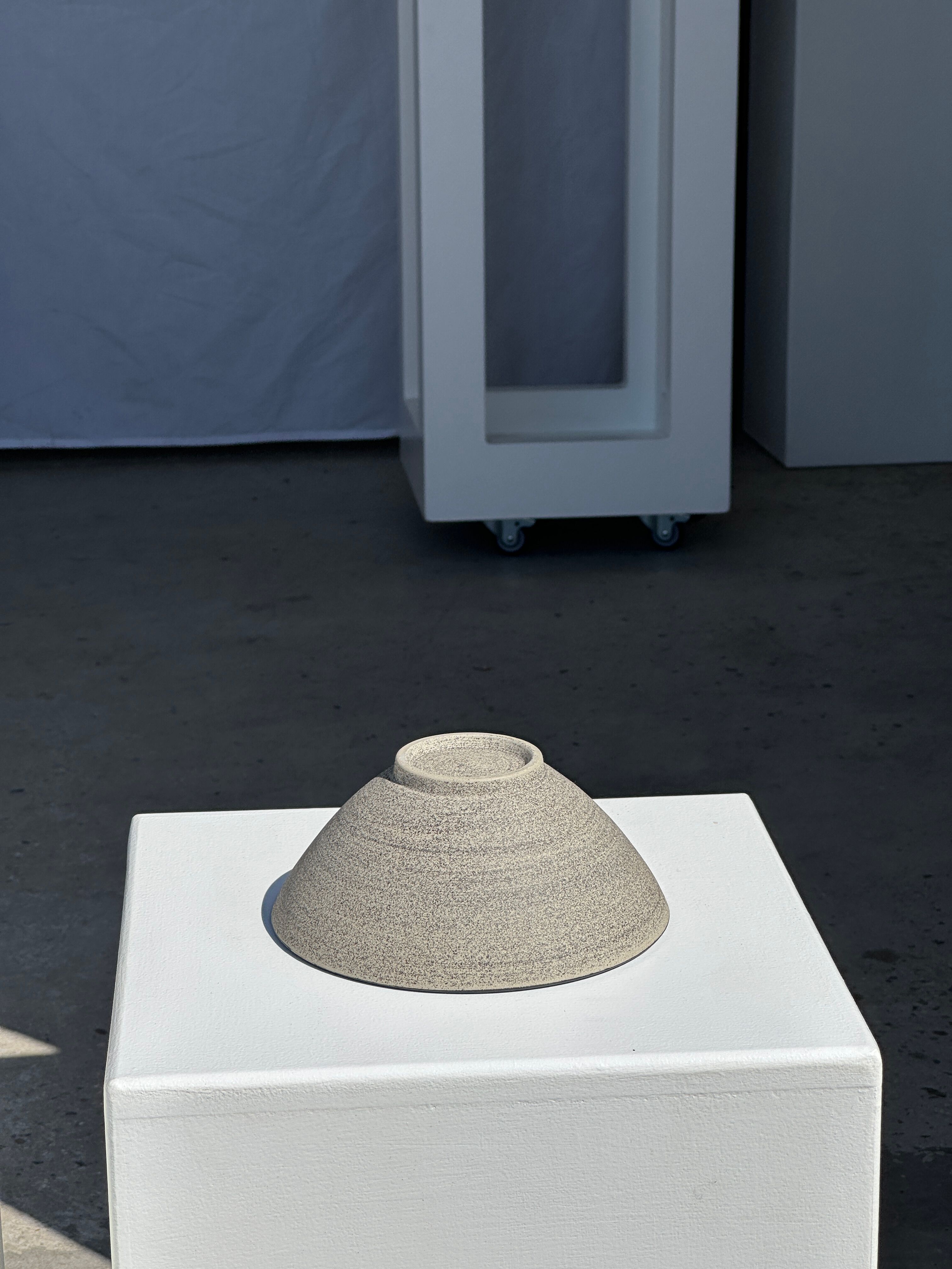 Duo of gray Indonesian ceramic bowls or salad bowls