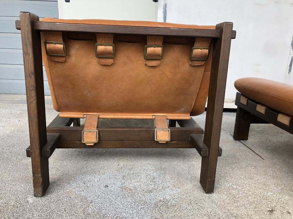 Pair Of Scandinavian Armchairs By Carl Straub Leather Circa1960