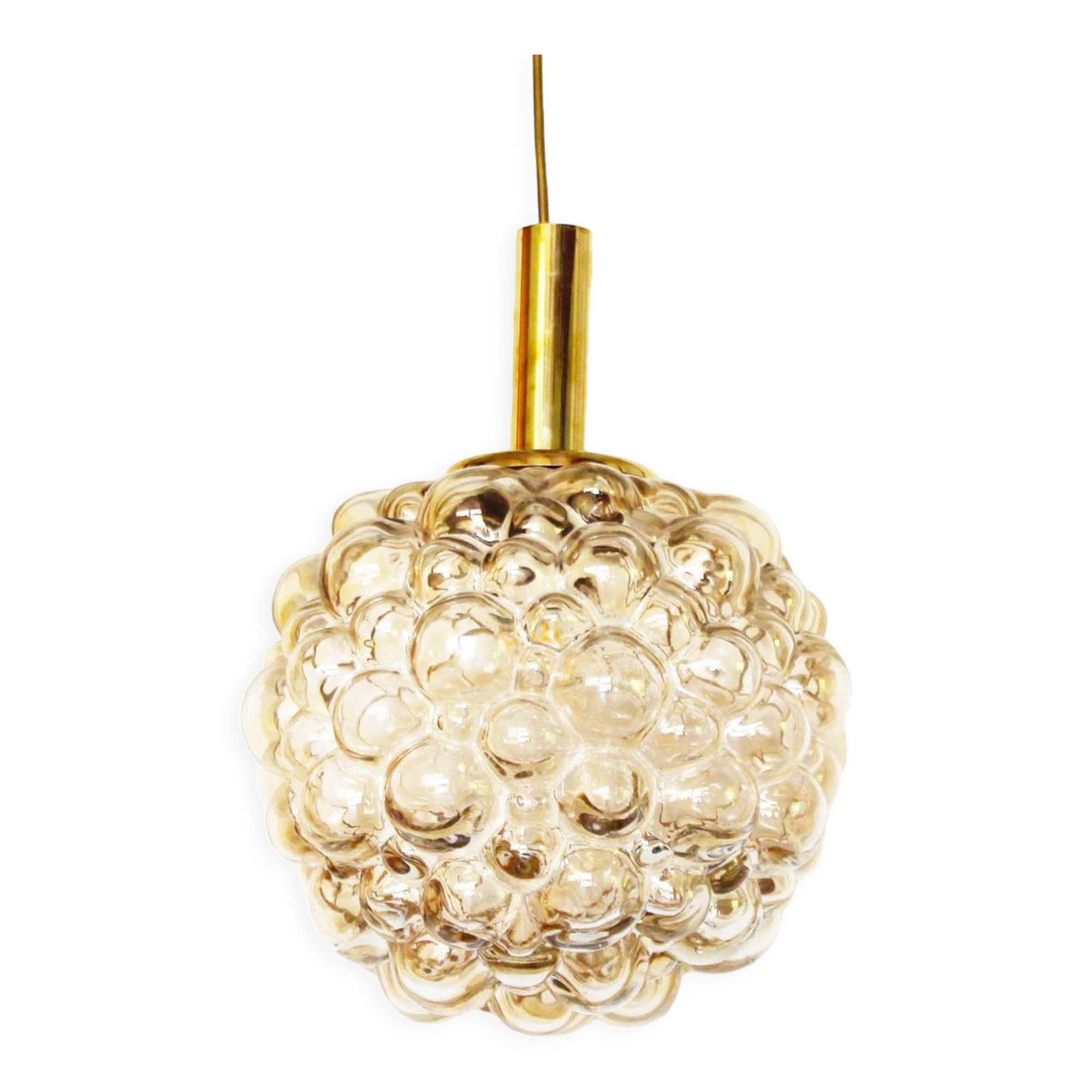 XL amber bubble glass pendant light by Helena Tynell for Glashutte Limburg