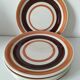 6 dessert plates Castellania – concentric orange and brown design