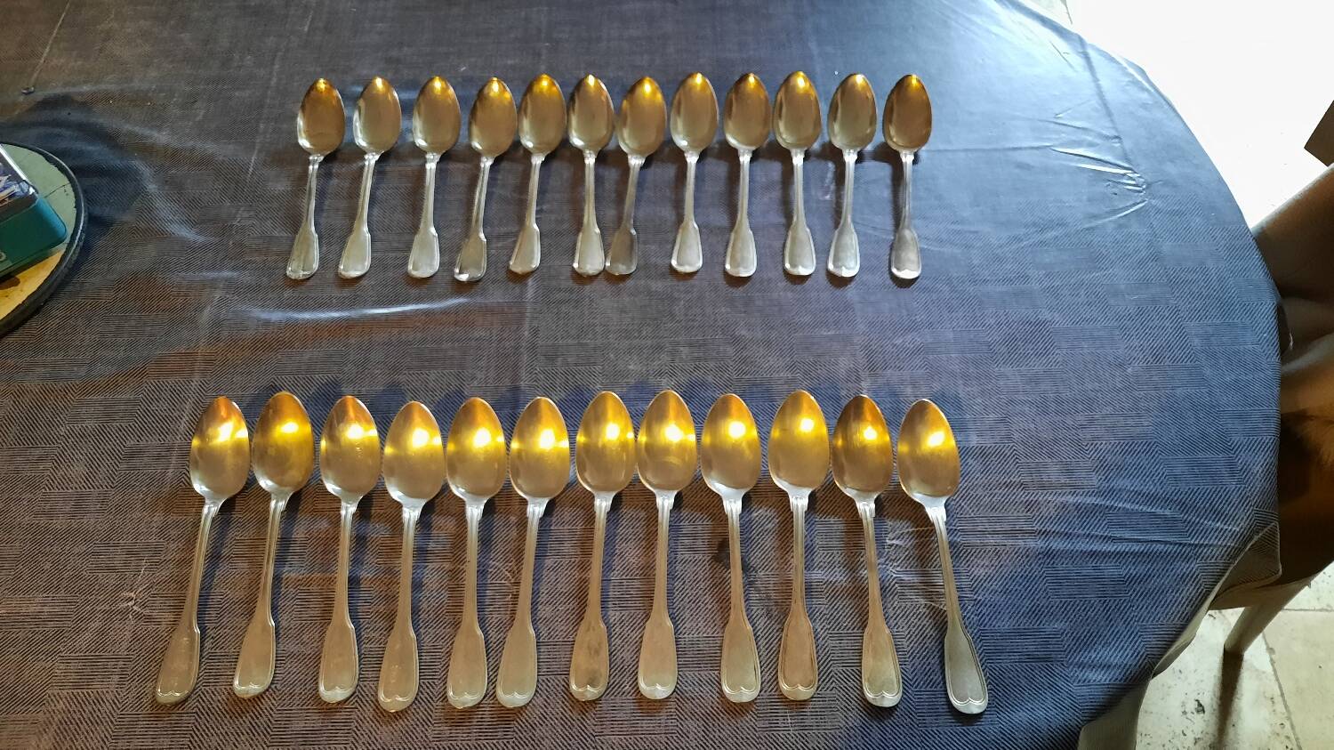 12 silver-plated soup spoons