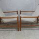Olav Hodnebo, Suède, Circa 1960: paire de fauteuils scandinaves, toile, bois, corde et cuir.