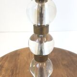 Art deco floor lamp in oak and glass