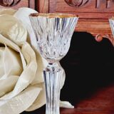 2 gold-edged crystal candlesticks