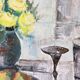 Still life with yellow roses and fruits by Olle Rhönnstrand, oil on Swedish canvas from the mid-century.