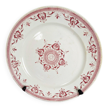 Ancien plat terre de fer Creil et Montereau - décor Amiral