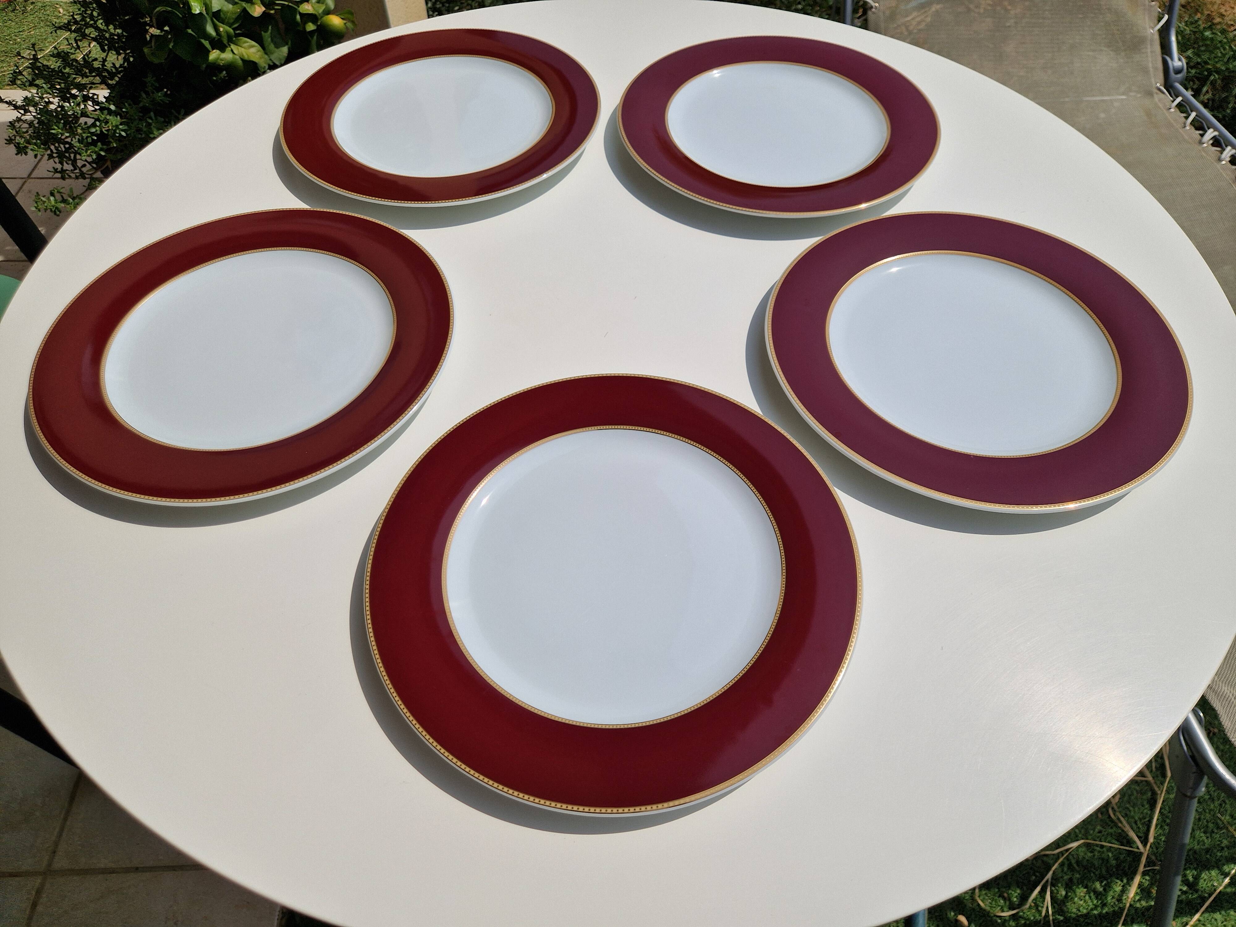 Set of 5 large fine porcelain plates, first choice.