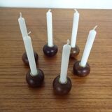 Danish Teak Candleholders, 1960s, Set of 6