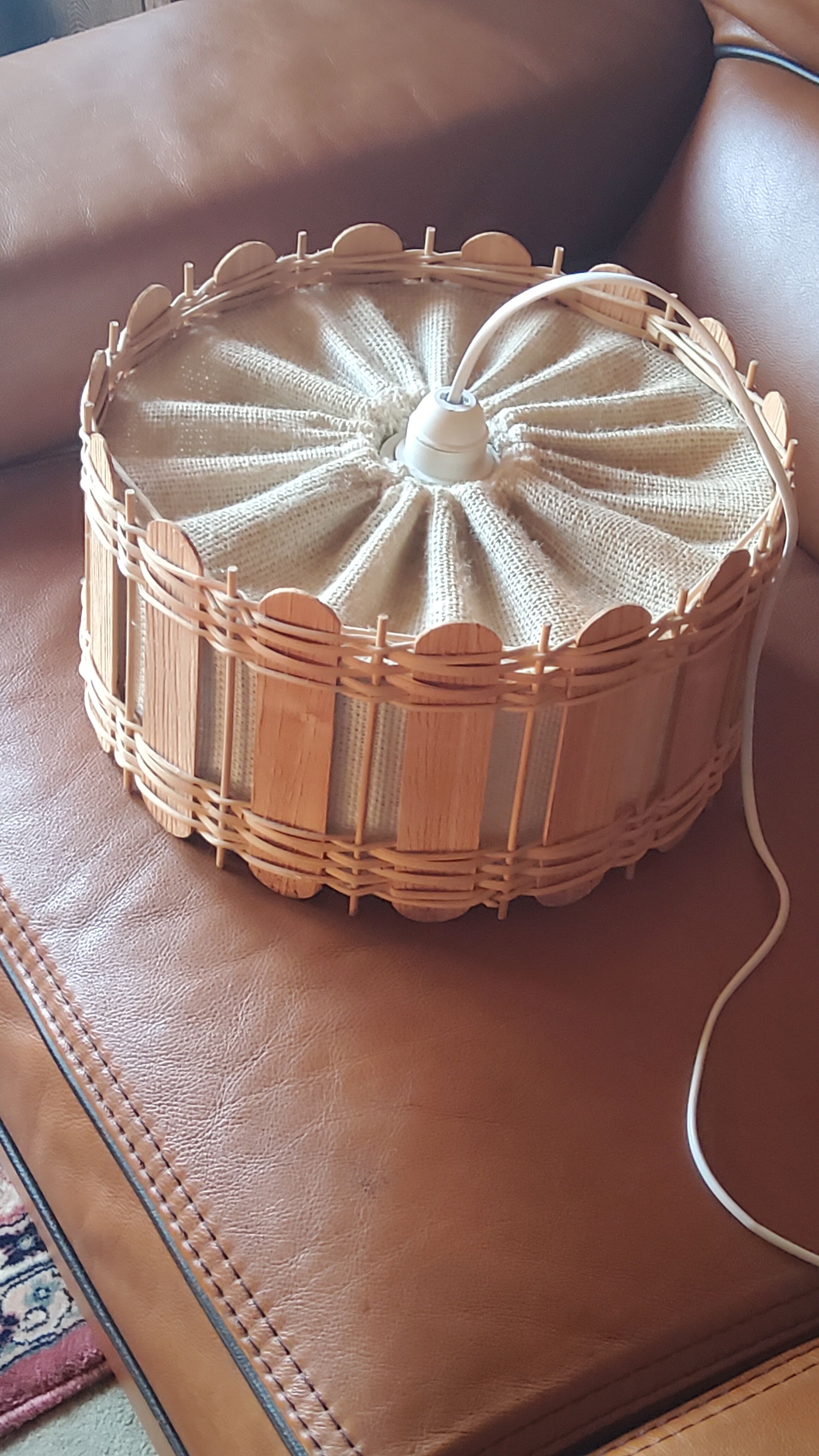 70s suspension in rattan and Scandinavian style fabrics