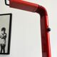 Floor lamp design 80s halogen in red metal, made in Belgium