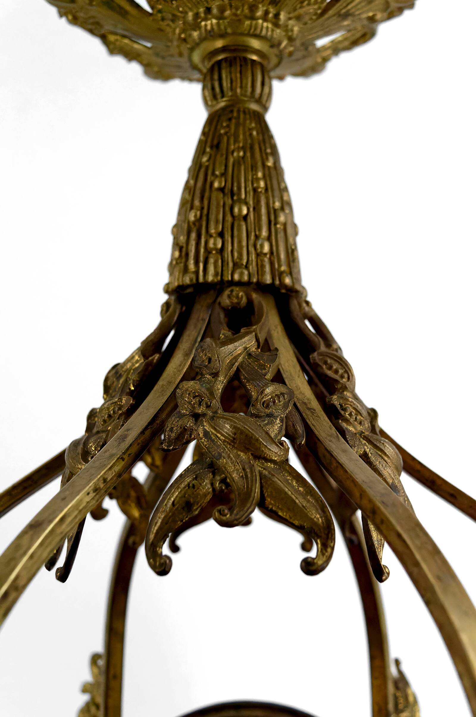 Gilded bronze and blown glass paste chandelier, Muller Frères, Art Deco