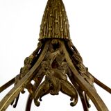 Gilded bronze and blown glass paste chandelier, Muller Frères, Art Deco
