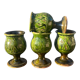 4 verres ou tasses en céramique grès émaillé vert