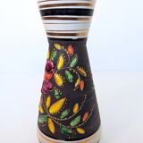 Vintage Henri Bequet Quaregnon hand painted ceramic vase (Belgium pottery 1960)