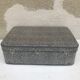 Old suitcase travel fibroc gray white trunk + vintage metal cove