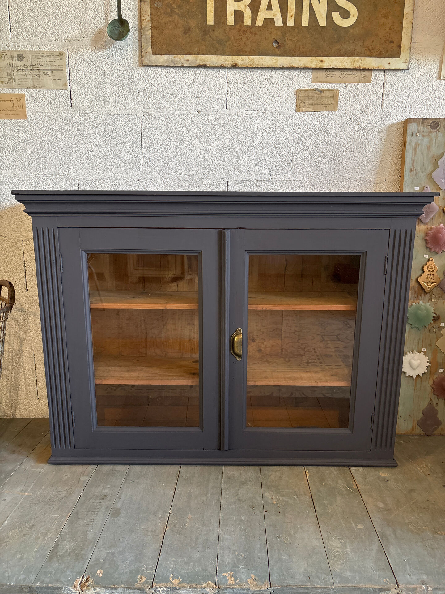 Midnight blue display cabinet