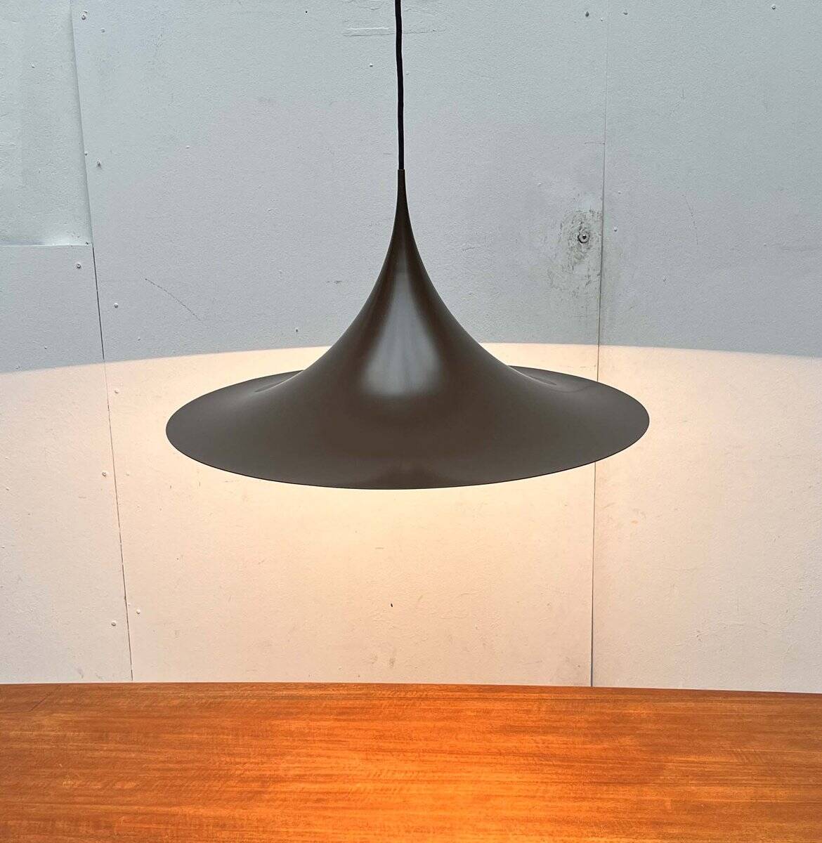 Mid-Century Modern Space Age Danish Brown Semi Pendant Lamp by Claus Bonderup and Torsten Thorup for Fog & Mørup, 1960s